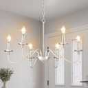 Depuley Modern Chandelier for Dining Room: 6-Light Brushed Nickel Farmhouse Hanging Ceiling Pendant Light Fixture for Kitchen Island - Industrial Vintage Candle Chandeliers for Living Room