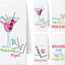 Newwiee 4 Pcs Mahjong Cocktail Dish Towels Gifts for Women 16 x 24 Inches Funny Kitchen Napkins Decorative Hand Tea Towel Mahjong Lover Gifts for Kitchen Bathroom Decor(White)