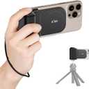 KIWIFOTOS Magnetic Phone Camera Grip for Magsafe Phone Tripod Handle with Bluetooth Remote & Tripod Mount Adapter for iPhone 16 Pro Max Samsung Smartphone Vlog Video Shooting (Black)