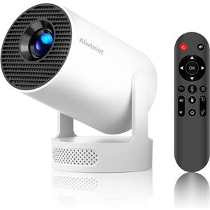 Mini Projector 4K Support, Portable Smart Projector with WiFi 6 and Bluetooth 5.4, 5w Soundbase Speaker, Auto Keystone 180 Rotatable, 8000 Lumens, Home Bedroom Movie Proyector HY300Pro+