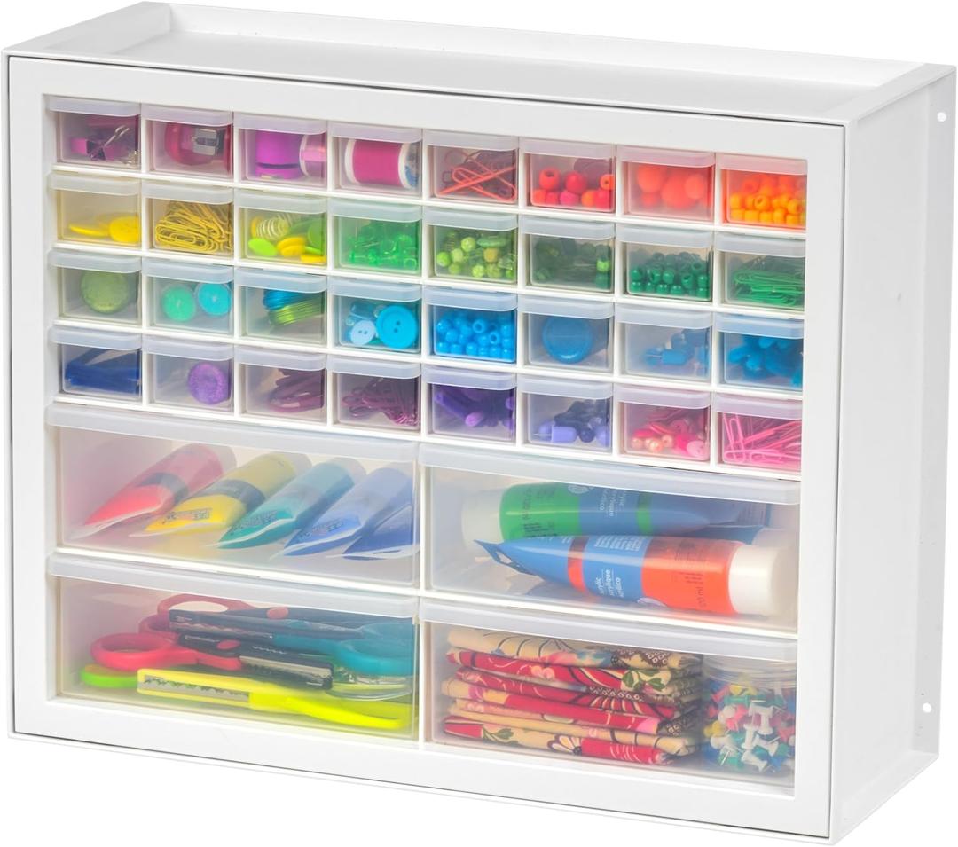 IRIS USA Small Parts Storage Cabinet, Made in USA, 36-Drawer Organizer for Screws, Nuts & Bolts, Electronics, Hardware, Beads, Crafts, Scrapbook Art Hobby, Teacher Toolbox, Garage Storage  White