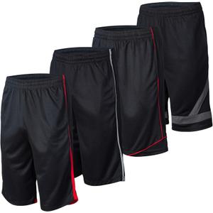 Essential Elements 4 Pack: Men's Dry-Fit Sweat Resistant Active Athletic Performance Shorts (3X-Large)