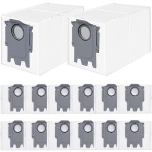 14 Pack Dust Bags Replacement for Roborock QV 35A/Qrevo S5V/QV35S/Saros 10/10R/Z70/Qrevo/Q Revo/S/Qrevo Pro/Plus/MaxV/Master/Curv/Edge/S5X/Qrevo Edge S5A/S8 MaxV/S8 Max Ultra Robot Vacuum Cleaner