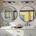 Round Bathroom Mirror for Wall, 2 Pack 26 inch Circle Bathroom Mirrors for Over Sink, Modern Circular Metal Frame for Vanity, Entryway, Bedroom, Living Room(Black)