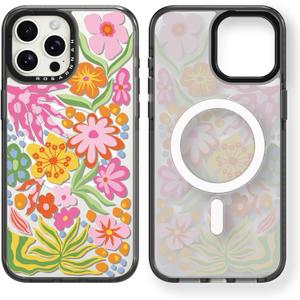 Magnetic for iPhone 13 Pro Max Magsafe Case Cute Aesthetic - Durable Shockproof 6.6 ft Drop Impact Phone Case Cover with Funny Fashion Passion Flower 6.7" Black