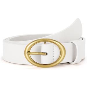 Women Leather Belts for Jeans Pants Fashion Ladies Waist Dresses Belt Gold Round Buckle