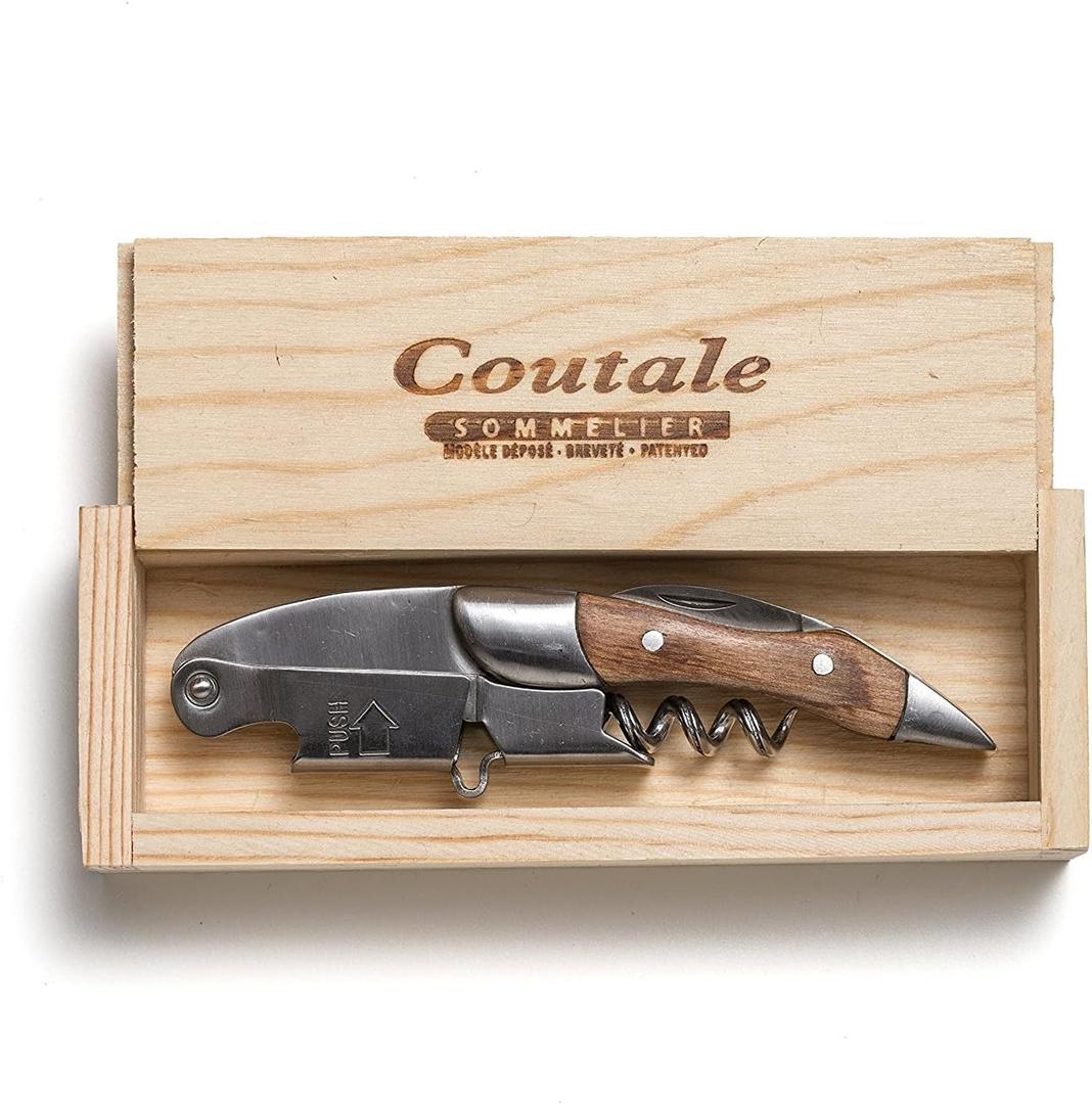 Prestige Waiters Corkscrew By Coutale Sommelier - Naturalwood - Handmade and Sustainable Pinewood Crate - French Patented Spring-Loaded Double Lever Wine Bottle Opener for Bartenders and Gifts