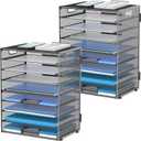 DALTACK 9-Tier Paper Letter Tray Desk Organizer with Handles, Mesh File Holder Organization, Paper Sorter Desk Organizer for Office Home School, Black 2 Pack