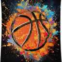 Blanket for Boys - Basketball Throw Blanket Gift for Basketball Lover - 50x40 Inches Sports Blankets for Kids Teens - Black Soft Fuzzy Basketball Stuff for Couch Sofa Bed (Color-1)
