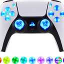 eXtremeRate Multi-Colors Luminated D-pad Thumbstick Share Option Home Face Buttons for PS5 Controller BDM-030 040 050, Clear Buttons 7 Colors 9 Modes DTF LED Kit for PS5 Controller - NO Controller (Transparent)