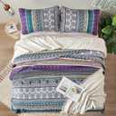 WONGS BEDDING Boho Quilt Set King Size, Purple Bohemian 3 Pieces Quilt Sets, Lightweight Bedspread Coverlet Bedding Set for All Season (103"x90")