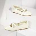 5 x Mofri ShowHow Womens Mary Jane Flats Round Toe Mary Jane Shoes Ankle Strap Ballet Flats Shoes Wedding Casual Office Dress Shoes (Beige, M)