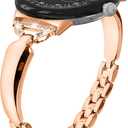 Miimall Band for Google Pixel Watch 4 3 2 1 41mm for Women, No Gap, Adjustable, Zinc Alloy Metal Shiny Bracelet Rhinestone Diamond Wristband Dressy Replacement Slim Strap for Pixel Watch 4 3 2 1 41mm (Rose Gold)