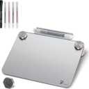 Silver Metallic Glossy Mirror Small Whiteboard with Nail Support, Mini Desktop Glass Whiteboard, Desk White Board Dry Erase with Accessories, Stenography Artifact for Office Homeschooling Dcor, 8x6''