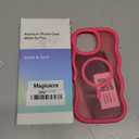 Magnetic for iPhone 14 Pro Max Case [Compatible with Magsafe] Translucent Matte Cute Curly Wave Frame Phone Case,Soft TPU Bumper Slim Fit Shockproof Protective Cover for Men Women-Hot Pink