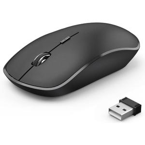 JOYACCESS Wireless Mouse, 2.4G Portable Slim Silent Computer Mouse Wireless with USB Nano Receiver, 2400 DPI, for Notebook, Laptop, PC - Black