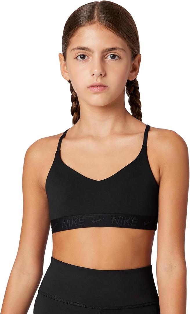 Nike Girls' Indy Sports Bra (X-Small, Black/Black)