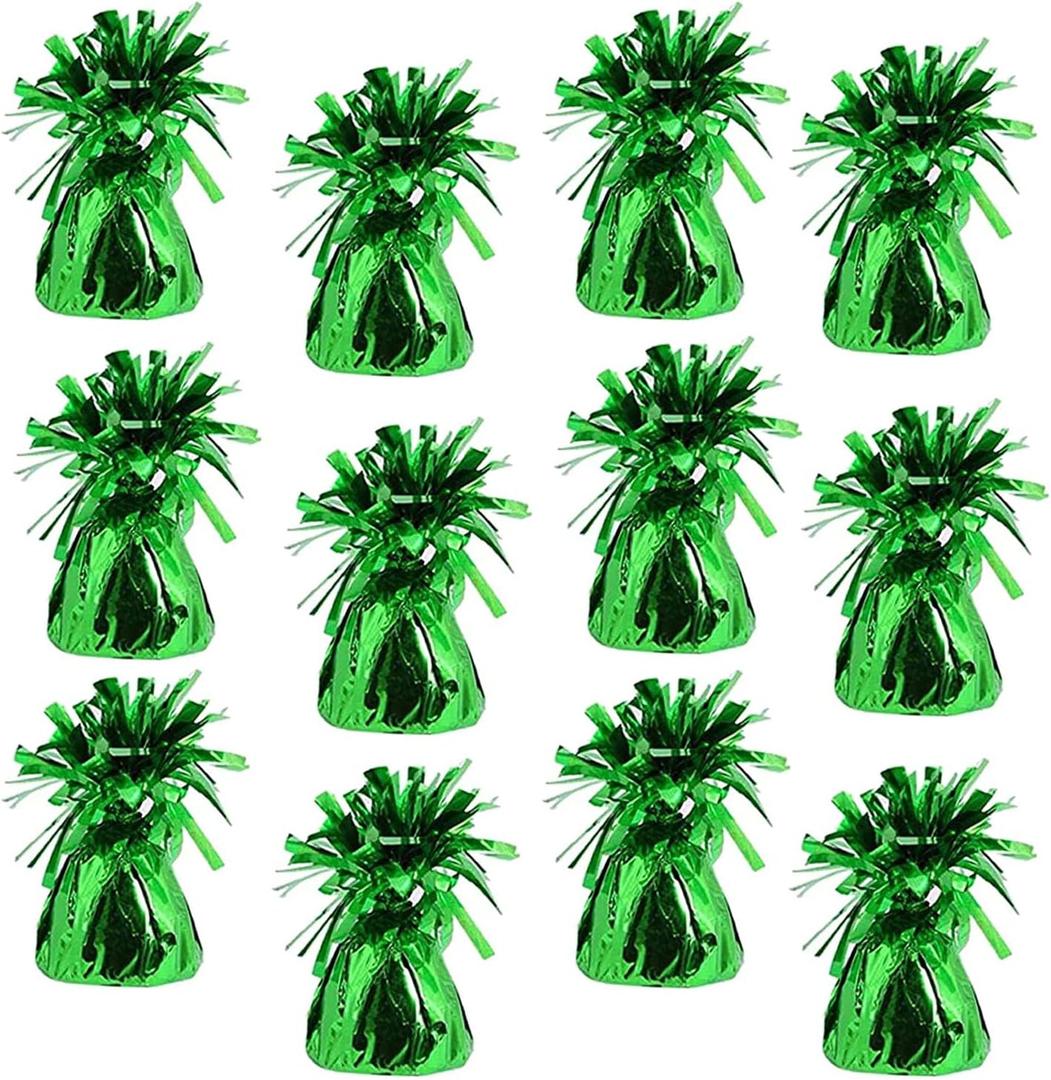 Metallic Balloon Weights, Birthday Party Favors, Novelty and Gag Gifts, 5.5" Inches, 12-Pack (Green)