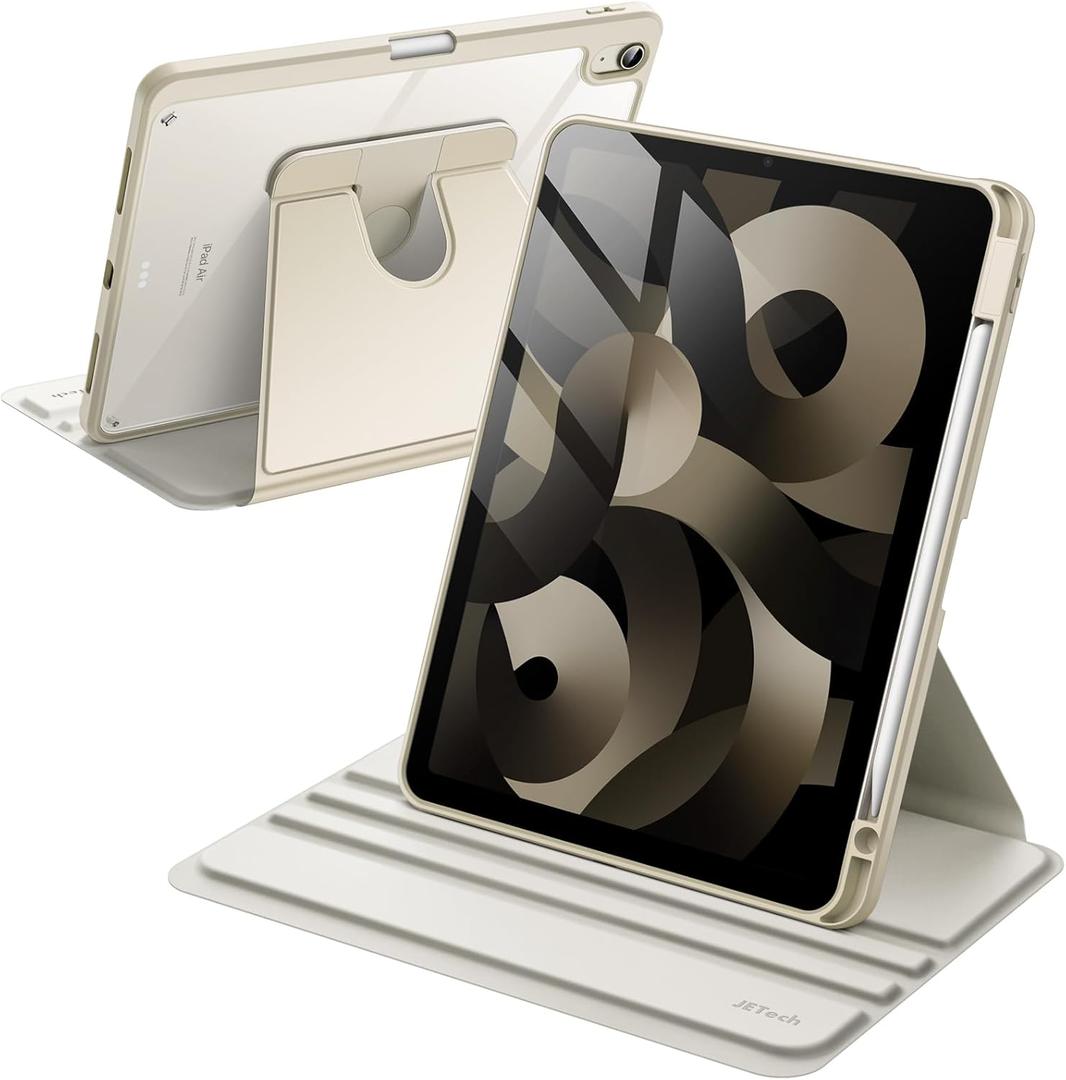 JETech Rotating Case ONLY for iPad Air 11-Inch M4/M3/M2 (2026/2025/2024), iPad Air 5/4 (2022/2020 5th/4th Generation 10.9-Inch), 360 Degree Rotation Protective Stand Cover Clear Back (Starlight)