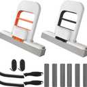 Mini Mop and Cleaning Brush Set, Foldable Self-Squeeze Sponge Mini Mop & Hard Bristle Crevice Cleaning Brush for Small Spaces, Tight Spaces, Gaps, Grout Cleaning, Kitchen, Bathroom, Desktop (Black and Orange)