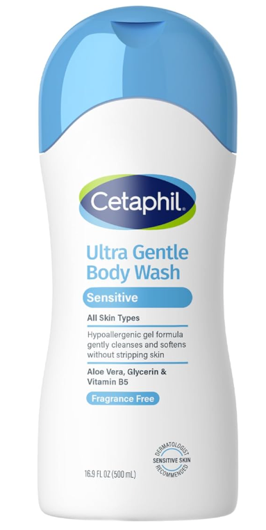 Cetaphil Ultra Gentle Refreshing Body Wash, For Dry to Normal, Sensitive Skin, 16.9oz, Aloe Vera, Calendula, Vitamin B5, Hypoallergenic, Paraben Free, Fragrance Free, Dermatologist Tested