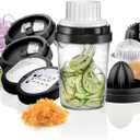 Nourished Essentials 8-in-1 Spiralizer Juicer Grater Set of 9 - Compact Plastic Vegetable Noodle Maker with Stainless Steel Blades - Dishwasher Safe - Spiralizer for Veggie Noodles