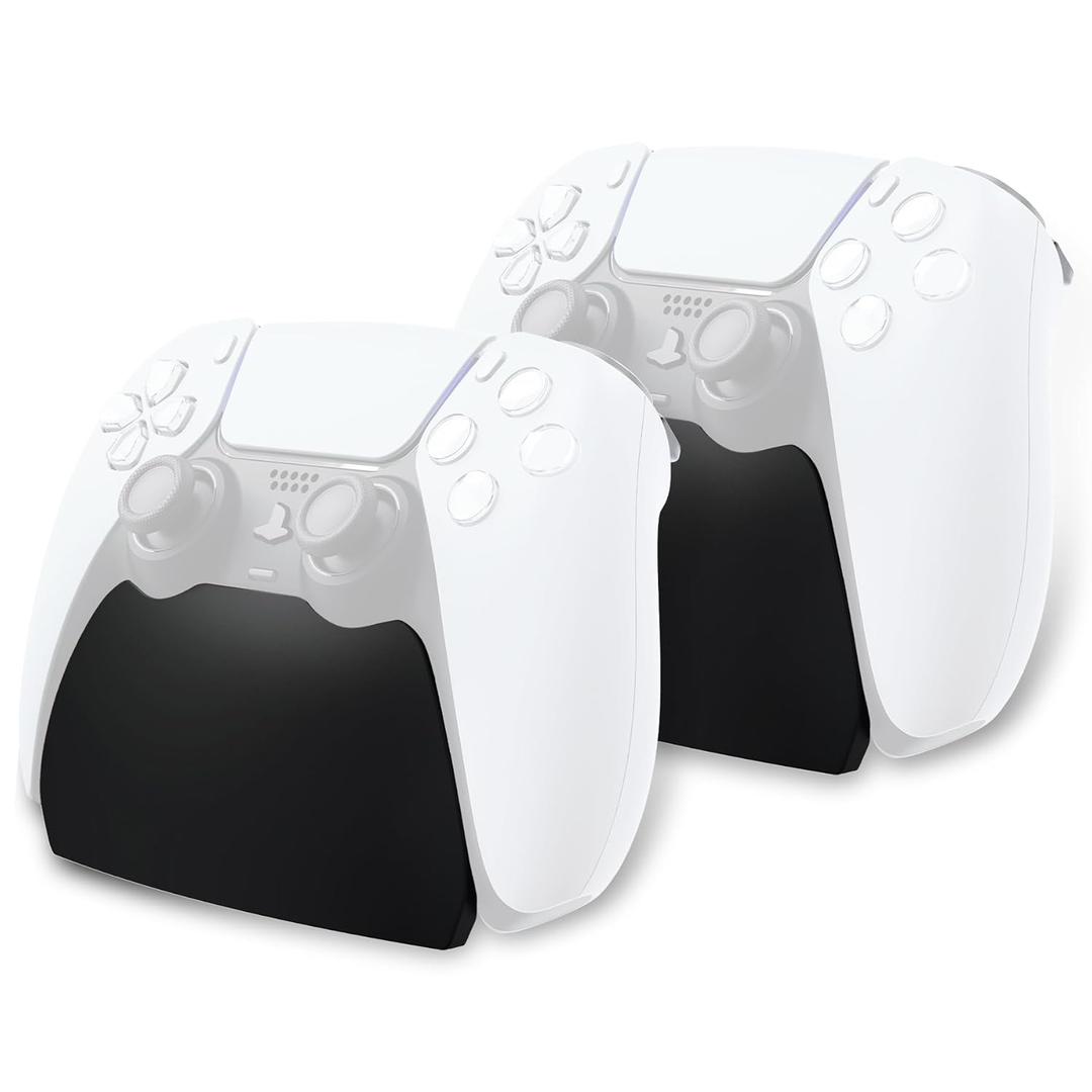 PlayVital 2 Pack Controller Display Stand for ps5, Gamepad Stand Desk Holder for ps5 Controller Accessories with Rubber Pads, Solid Black