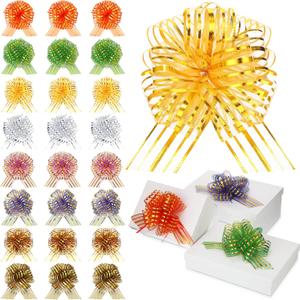 Poen 24 Pcs Organza Pull Bows Christmas 6 Inch Large Gift Wrapping Ribbon Bows Crafts for Present Wrapping with Ribbon for Gift Baskets Wedding Valentine Party Decor(Fresh Color)