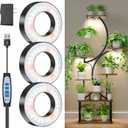 Wiaxulay Grow Lights for Indoor Plants, 144 LEDs Full Spectrum LED Plant Grow Light, 5V/3A Under Cabinet Grow Lamp with Auto Timer 6/12/16 Hrs, 3 Lighting Mode, 5 Brightness Levels, Tri Head (3.5in)