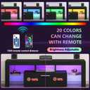 Clikuutory Modern Lighting 51 inch TV Stand with Large Storage Drawer for 32 40 50 55 Inch TVs, TV Console with 20 Color LED Lights, Entertainment Center Media and Open Shelf for Bedroom, Black, 51w14d18h