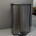 Amazon Basics Smudge Resistant Rectangular Trash Can With Soft-Close Foot Pedal, Brushed Stainless Steel, 50 Liter/13.2 Gallon, Satin Nickel Finish, 16.7"L x 14.7"W x 25.9"H