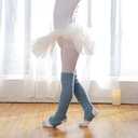 YUANQIAN Women Winter Extra Soft Long Legwarmer Warmer Knitted Stirrup Leg Warmers for Yoga Ballet Dance (Grey)