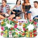 100 Pcs Tropical Luau Party Supplies Set, Serves 25 Disposable Hibiscus Floral Paper Plates, Napkins, and Forks, Hawaiian Themed Tableware for Summer BBQ, Pool and Beach Aloha Birthday Decorations