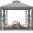 Kieperi 10x10 FT Gazebo Canopy Top Replacementï¼ŒDouble Tiered Canopy Covers with Durable Polyester Fabric for Outdoor BBQ Roof Cover (Gray)