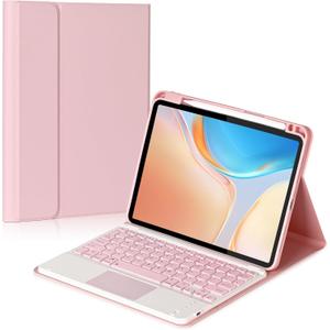 Keyboard Case for iPad 10th gen 10.9inch 2022/ iPad (A16) 11th gen 11inch 2025, Detachable Touchpad BT Keyboard, Magentic Protective Cover with Pencil Holder, Full Protection, Pink