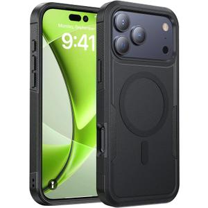 Magnetic for iPhone 17 Pro Case Military-Grade Shockproof, Rugged Phone Case, Heavy Duty Protection [Compatible with MagSafe] Anti-Fingerprint Cover for iPhone 17Pro Case 6.3", Black