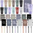 LemonRoad 36 Pcs Employee Appreciation Gifts Set, Staff Coworker Gift Bulk 16 Oz Plastic Tumbler Cups with Lid Straw Spiral Notebook Pen Thank You Gift for Team Office (Modern, Morandi)