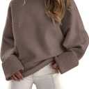 LILLUSORY Women's Oversized Sweaters Fuzzy Chunky Warm Pullover Sweater (X-Large, Nutmeg)