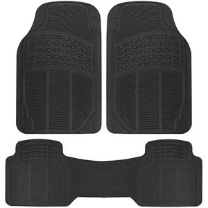 BDK ProLiner Car Floor Mats for Cars Trucks SUV, 3-Piece All-Weather Heavy Duty Rubber Liners with Universal Trimmable Fit, Durable Waterproof Vehicle Auto Floor Mats with Capture Ridges, Black