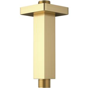 Brushed Gold Shower Arm with Flange 4 inch Square Shower Head Extension Arm for Fixed Showerheads and Handheld Showerheads, KATAIS
