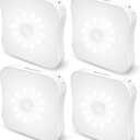 Rechargeable Motion Sensor Light Indoor Stair Lights Rechargeable Battery Night Light Wireless Stick On Motion Detection Magnetic Lights for Step, Stair, Hallway, Closet, Bathroom, 4 Pack (White)