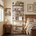 Pipe Industrial Shelves, Wall Mounted Wood Metal Ladder Rustic Bookshelf (Weathered Brown, 6 Tier - 10" D x 30" W x 82.5" H)