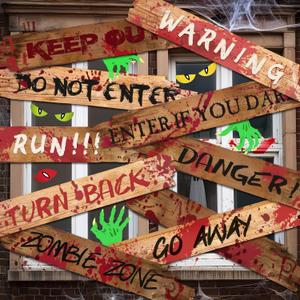 AerWo 10PCS 39''x4.7'' Halloween Haunted Window Boards, Halloween Window Decorations Beware Sign with Evil Eyes Ghost Claw, Haunted House Outdoor Scary Halloween Signs for Fence Door Window Home Decor