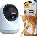 Pet Camera Indoor with Laser Toy 4MP 2.4/5GHz WiFi, 2.5k HD Cat Camera with Phone App, Night Vision & Motion Detection Alerts - APP Remote Control Interactive Device for Dog Cat Monitoring Security