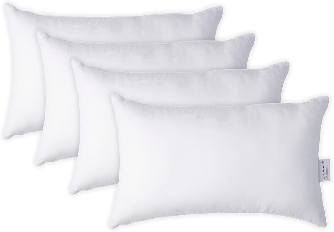 LANE LINEN 12x20 Pillow Insert - Set of 8 White Decorative Pillow for Sofa Bed, Fluffy Pillow Inserts for Throw Pillow Covers, Throw Pillows for Bed, Couch Pillows for Living Room, Bed Pillows