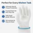 LANON Liquid Silicone Baking Gloves, Heat Resistant Oven Gloves with Fingers, BBQ Gloves Food Grade, Grill Gloves, Oven Mitt, Anti-Slip Grip, White, Medium