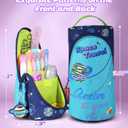 3 x Magnetic Standing Pencil Case for Boys - Back to School Stuff, Space Standing Zipper Pencil Case Aesthetic, Large Capacity Stand up Pen Bag, Stationery Pen Holder, Study Supplies for Students