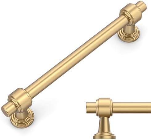 Amerdeco 10 Pack Champagne Bronze Cabinet Pulls 5 Inch(128mm) Hole Center Drawer Pulls Cabinet Hardware Kitchen Cabinet Handles for Bathroom Dresser Pulls ZH0069