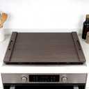 Noodle Board Stove Cover, Wooden Stovetop Cover with Non-Slip Feet, Handle & Raised Lip, Extra Counter Space for Kitchen (29.5 x 22 Walnut)