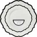 PLASTICPRO 128 Pack Elegant Disposable Plastic Plates Combo Set Bulk Pack Includes 64 Dinner Plates and 64 Salad Plates Heavy Duty Fancy Party Plates White with Black Contemporary Design